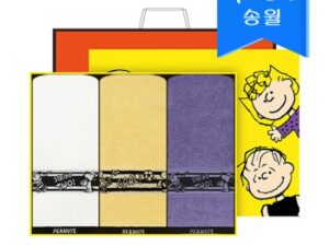 수건답례품 송월타올 스누피 플레이 스포츠 세면타올 3매 선물세트 쇼핑백