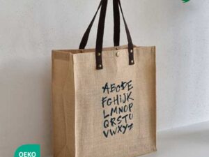 오코텍스인증 M자형 엔틱 내츄럴 고급쥬트 에코백주문제작 34cmx37cmx14cm 대표이미지