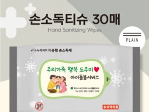 의약외품 손소독티슈 30매 플레인 홍보용 물티슈 제작 대표이미지