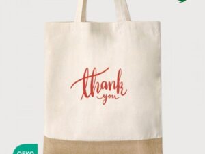 오코텍스인증 내츄럴쥬트 투톤 에코백주문제작 37x42cm 밑면없음 대표이미지
